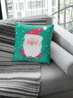 Greenish Santa Design Christmas Cushion