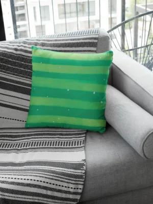 Classic Green Striped Christmas Cushion