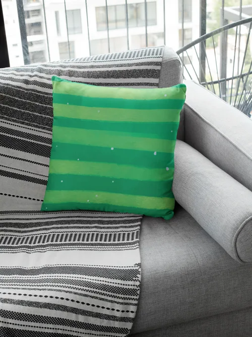 Classic Green Striped Christmas Cushion Cover