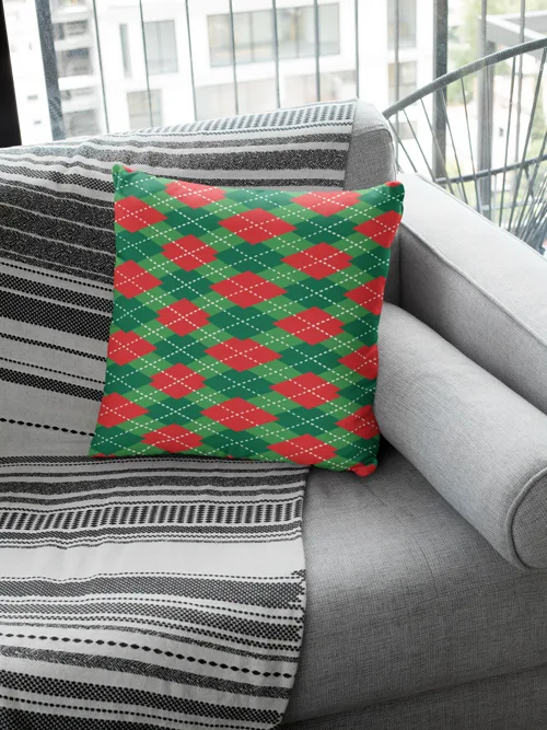 Classic Diamond Pattern Christmas Cushion Cover