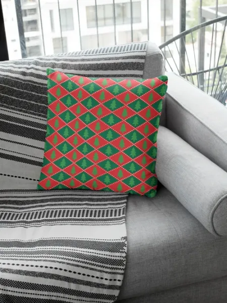 Diamond Pattern Christmas Cushion Cover