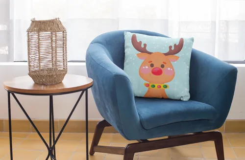 Cute Reindeer Design Christmas Cushion