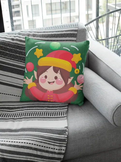 Cute Girl Design Christmas Cushion