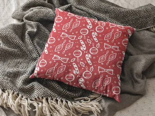 Red Candy Pattern Christmas Cushion