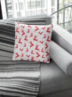 Red Reindeer Pattern Christmas Cushion