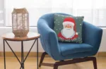 Grey Santa Design Christmas Cushion