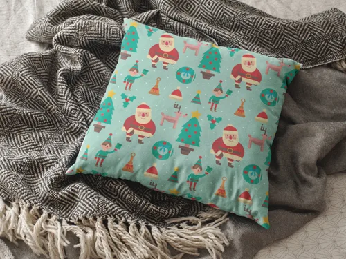 Santa And Tree Design Christmas Cushion