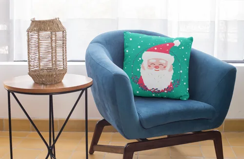 Greenish Santa Design Christmas Cushion