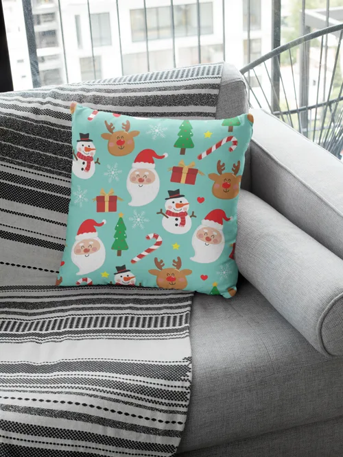 Santa And Elf Design Christmas Cushion Cover