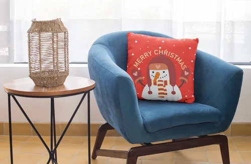 Big Snowman Design Christmas Cushion