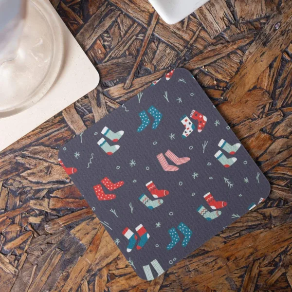 Snowman Socks Acrylic Printed Table Coasters