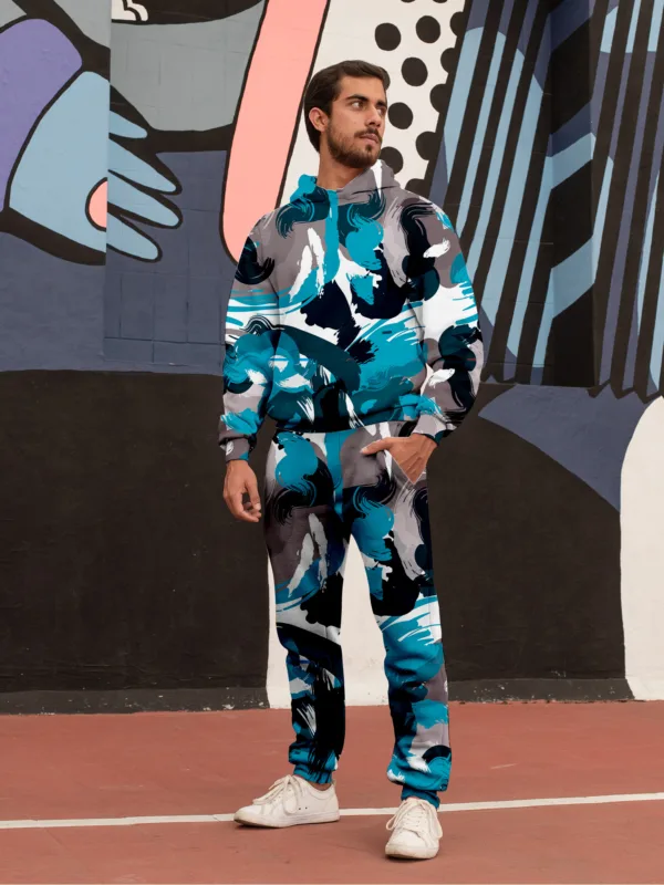 Blue Brush All Over Printed Winter Co-ord Set