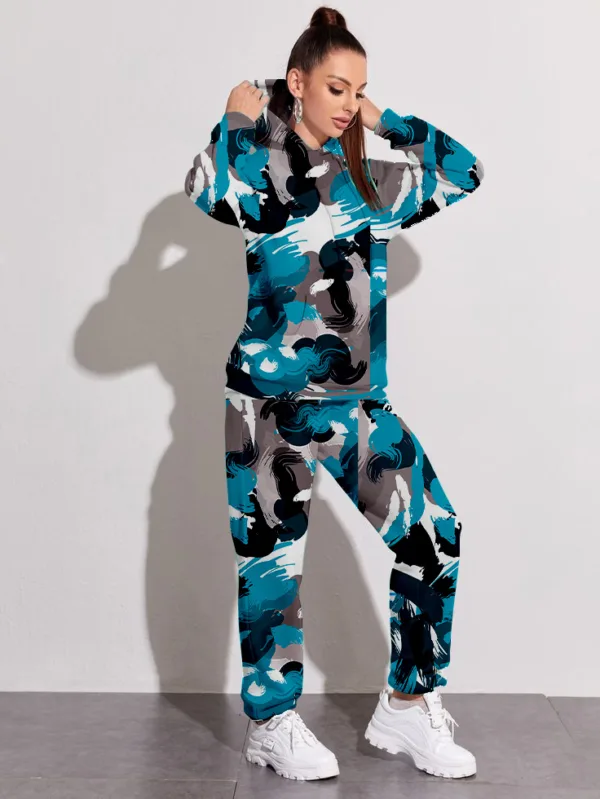 Blue Brush All Over Printed Winter Co-ord Set