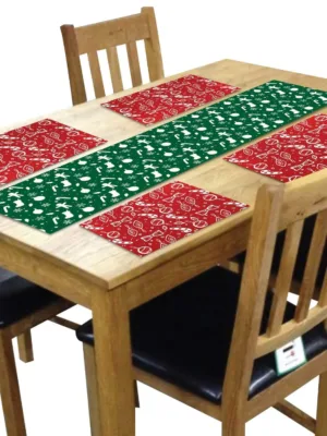 Candy Stick Ornaments Xmas Table Mats and Runner Set