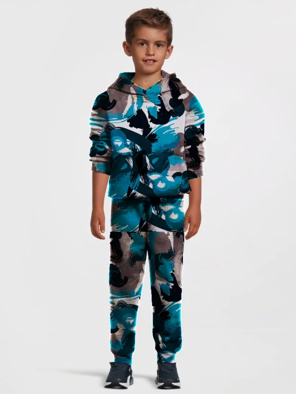 Blue Brush All Over Printed Winter Co-ord Set