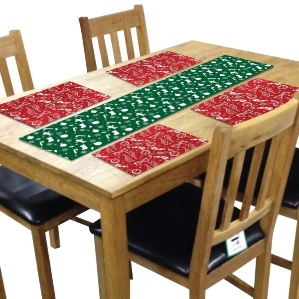 Candy Stick Ornaments Xmas Table Mats and Runner Set