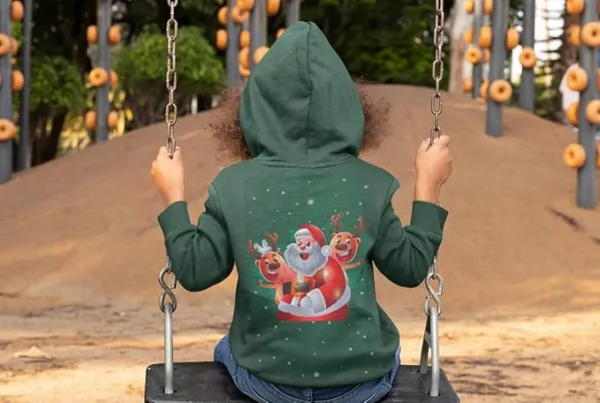 Green - Bear Face Christmas Hoodie