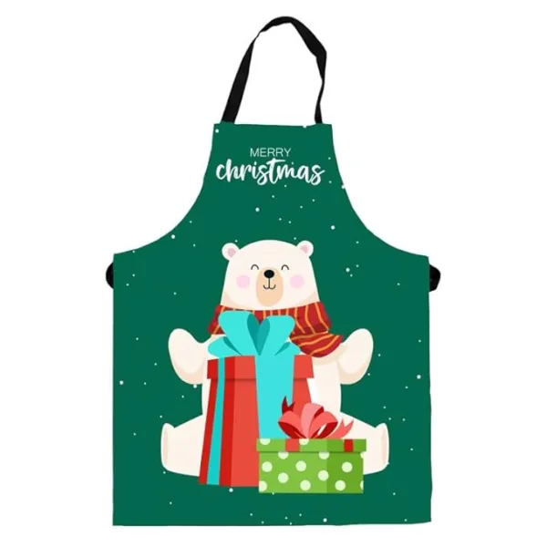 Christmas Kids Apron With Hat Printed Cute Bear With Gifts