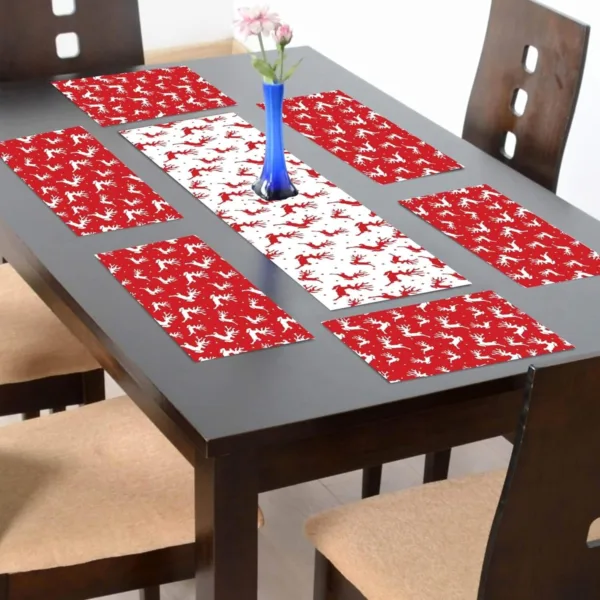 Reindeer Xmas Table Mats and Runner Set