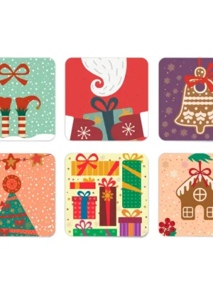 Merry Xmas Bell Acrylic Tea Coasters