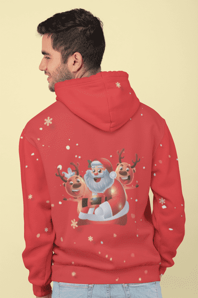 Red Snowman All Over Printed Christmas Adult Hoodie