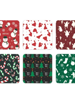 Merry Xmas Candy Sticks Acrylic Printed Table Coasters