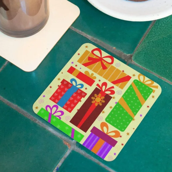 Xmas Bell Acrylic Printed Table Coasters