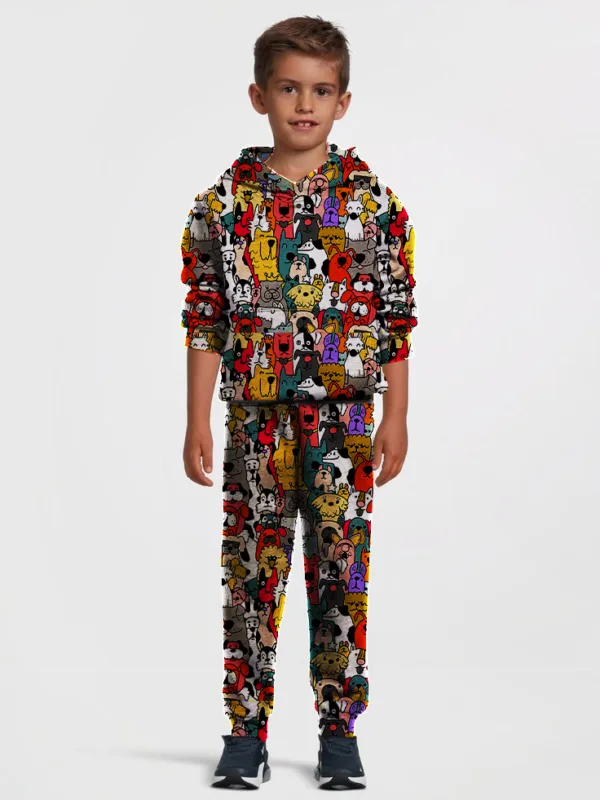 Cartoon Doodle All Over Printed Winter Co-ord Set