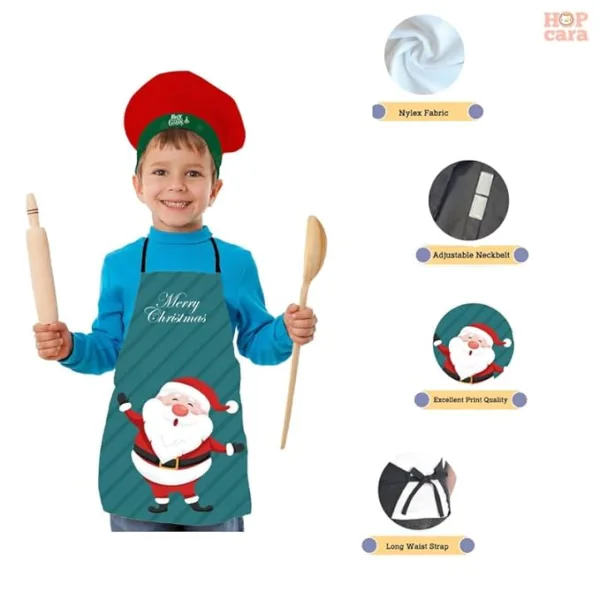 Christmas Kids Apron With Hat Printed Merry Christmas