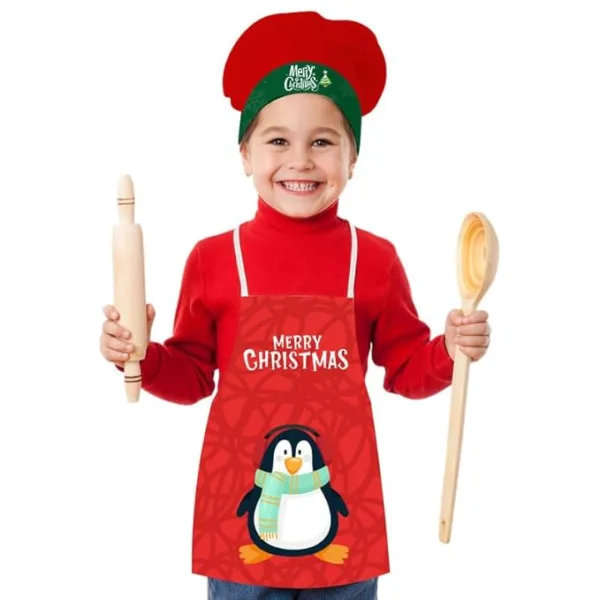 Penguin Merry Christmas Kids Apron