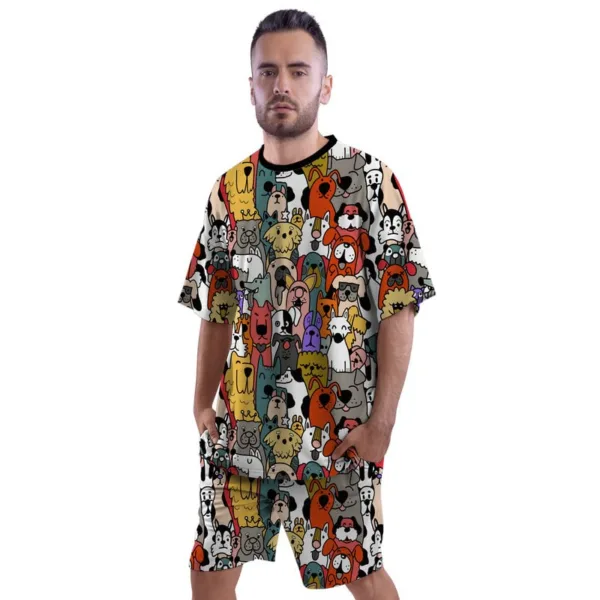 Cartoon Doodle All Over Printed Co-ord Set of Men