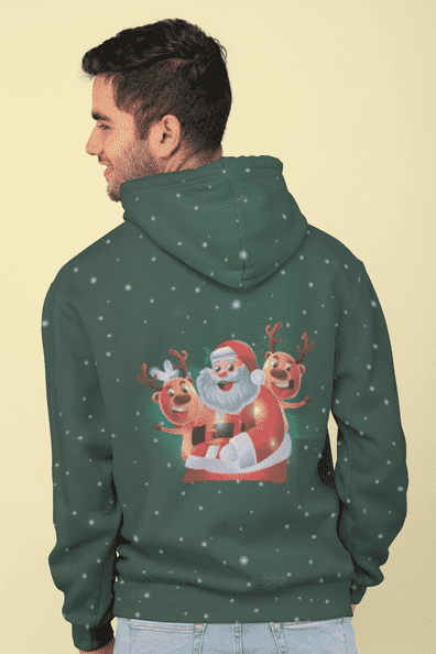 Green Bear All Over Printed Christmas Adult Hoodie