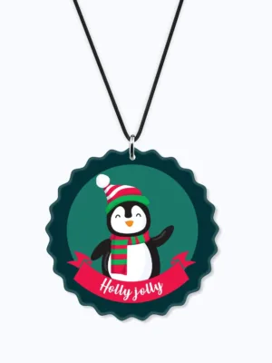 Happy Jolly Penguin Printed Christmas Car Hanging