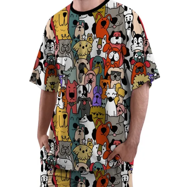 Cartoon Doodle All Over Printed Co-ord Set of Men