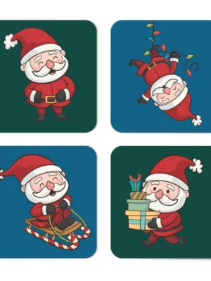 Christmas with Happy Santa Claus Coasters