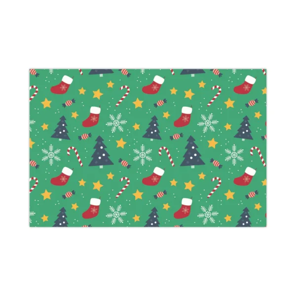 Santa Pattern Xmas Table Mats and Runner Set