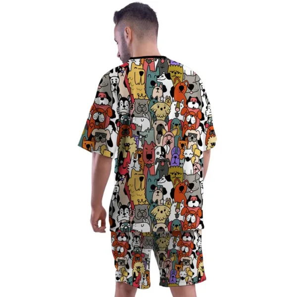 Cartoon Doodle All Over Printed Co-ord Set of Men