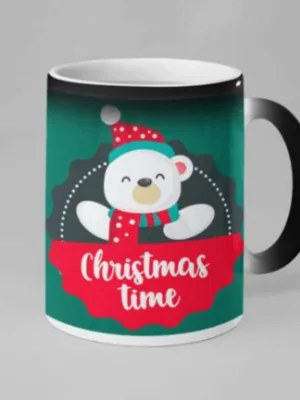 Cute White Bear Coffee Christmas Mug with Coaster