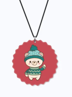 Cute White Bear Printed Christmas Car Hanging