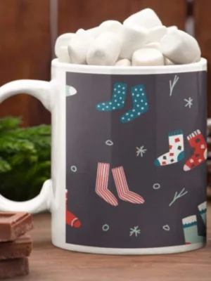 Stocking Snowman Socks Christmas Coffee Mug With Coaster