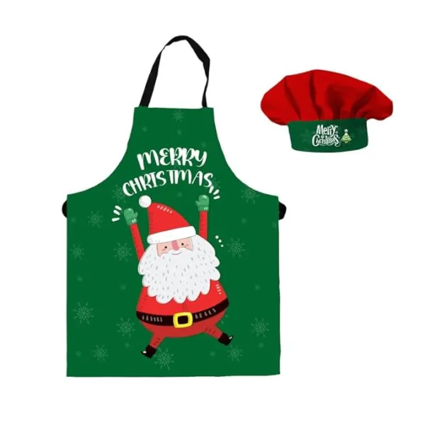 Christmas Kids Apron With Hat Printed Dancing Santa Clause