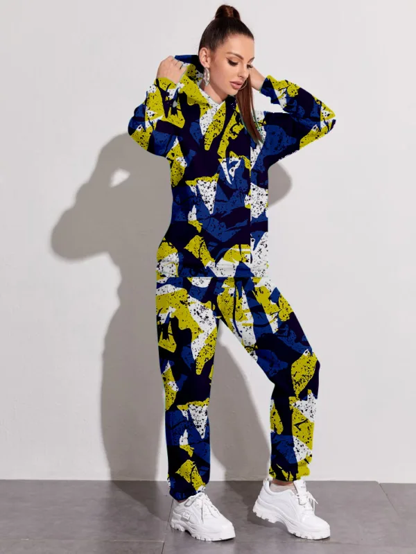 Abstract Noise All Over Printed Winter Co-ord Set