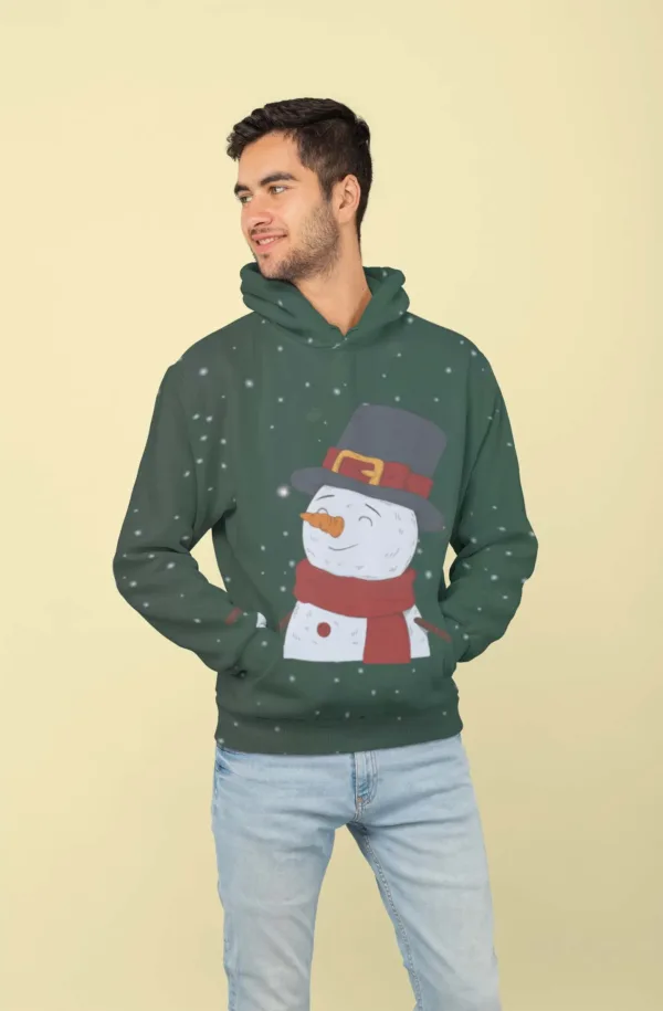 Green Snowman All Over Printed Christmas Adult Hoodie