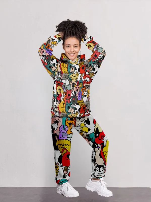 Cartoon Doodle All Over Printed Winter Co-ord Set