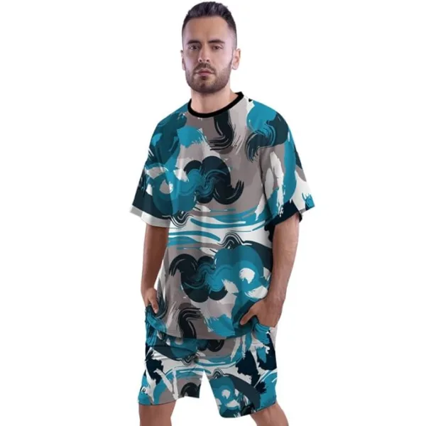 Blue Brush All Over Printed Co-ord Set of Men