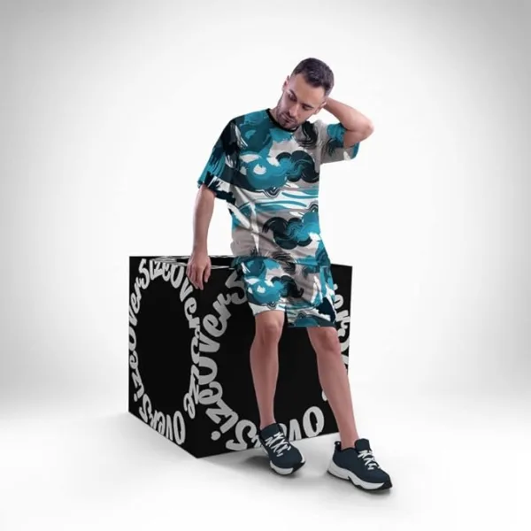 Blue Brush All Over Printed Co-ord Set of Men