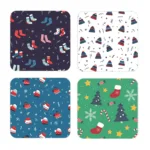 Xmas Socks Acrylic Tea Coasters for Drinks Dining Table Set of 4 - Square