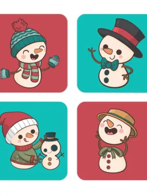 Christmas with Happy Snowman Coasters