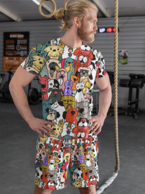 Cartoon Doodle All Over Printed Co-ord Set of Men