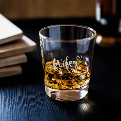 Valentine Gifts Wifey Whiskey Glass with Coaster - TheYaYaCafe